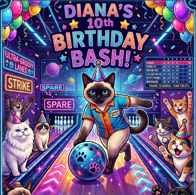 Diana's 10th Birthday Cosmic Bowling Bash